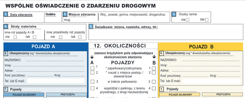 Druk wspólnego zgłoszenia szkody 